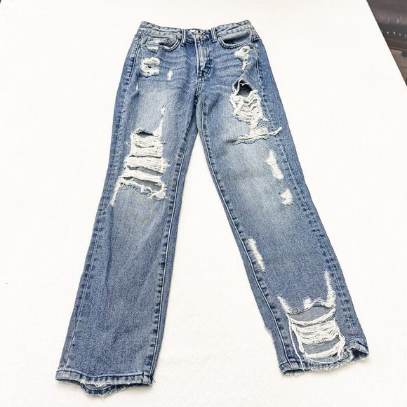 Flying Monkey Acid Wash Denim Mom Jeans Distressed Jeans Size 24 - Picture 2 of 7